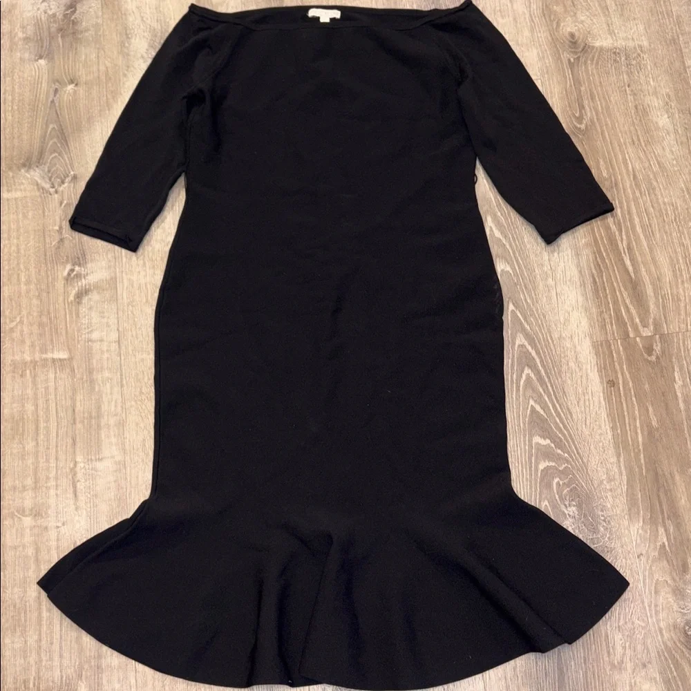 New York & Co. Eva Mendez Elegant Black off Shoulder Sleeve Dress - Picture 5 of 8